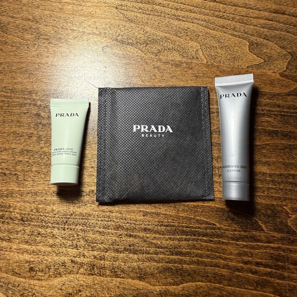 Prada Charm Set of 3 Zip Pull Keychain Hand Lotion Augmented Skin Cleanser